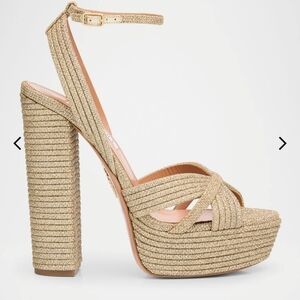 $1045 Aquazzura Sundance 140 Glitter Platform Heel Sandals  37.5/38.5 US 7.5/8.5